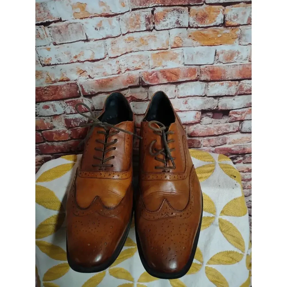 Murphy Mens Leather Lace Up Dress Shoes Size 11 Brown